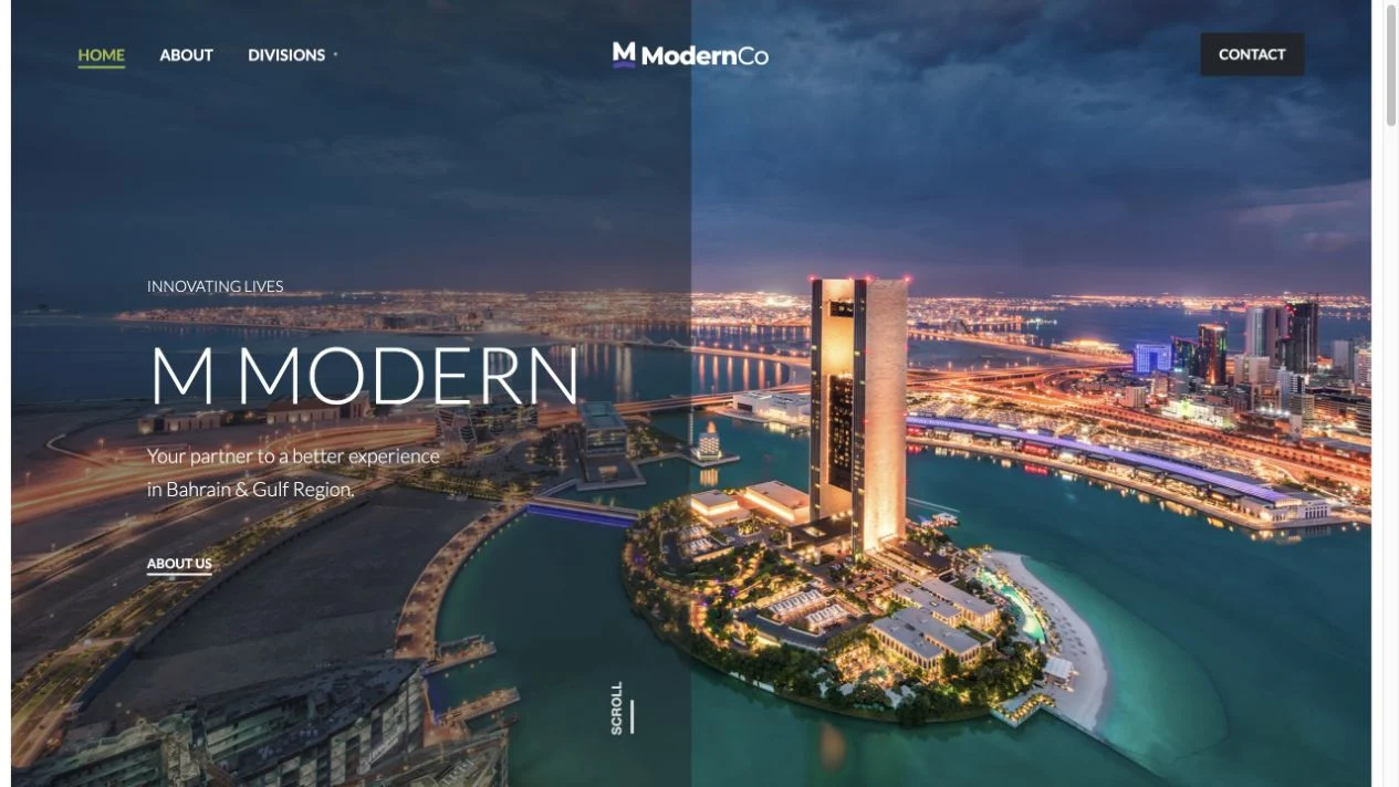 Desktop view of the M Modern website