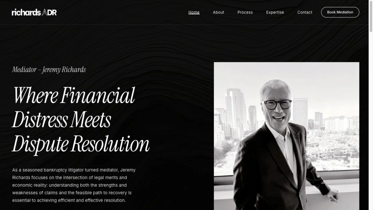 Desktop view of the Richards ADR mediation website
